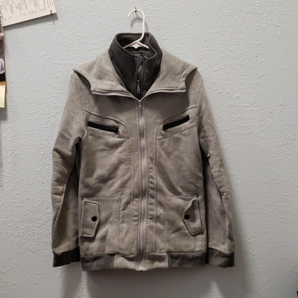 Mens Grey Layered Zip Hoodie/Jacket
